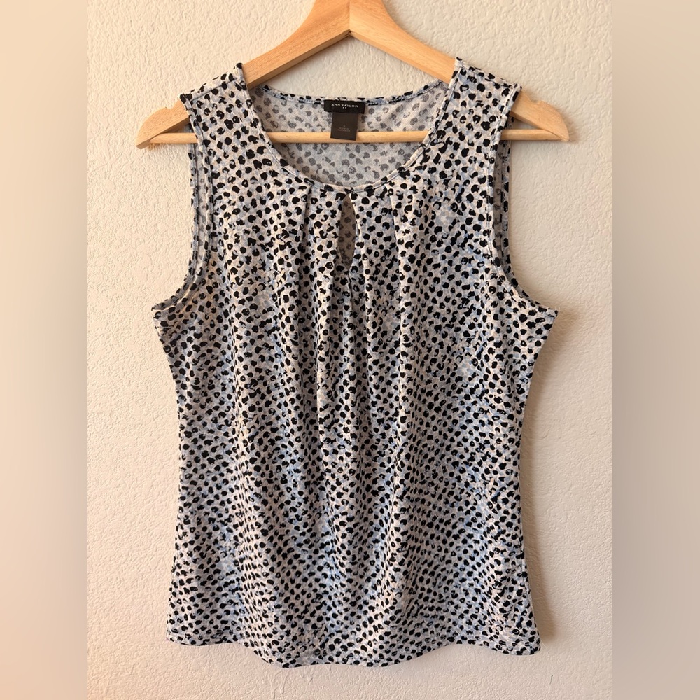 Ann Taylor Black & White Keyhole Sleeveless Tank